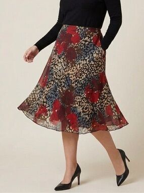 Just for Wraps by Wrapper Skirt Sz M Gorgeous Roses Elastic Waist A-line